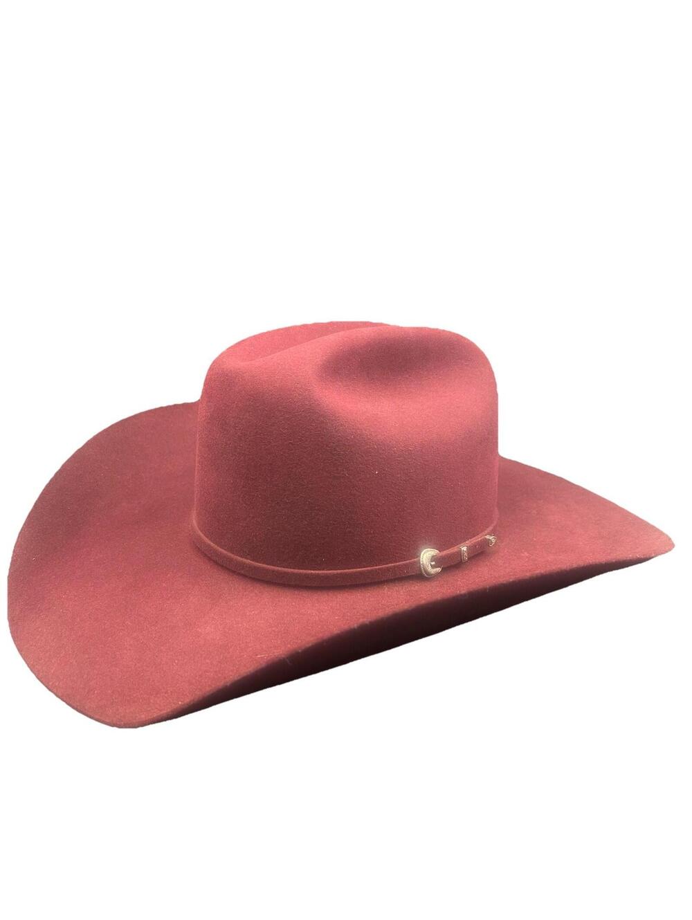Rodeo King 7XXXXXXX Beaver Felt Cowboy Hat Sz 7 3/8 Western Red Burgundy USA,SEE